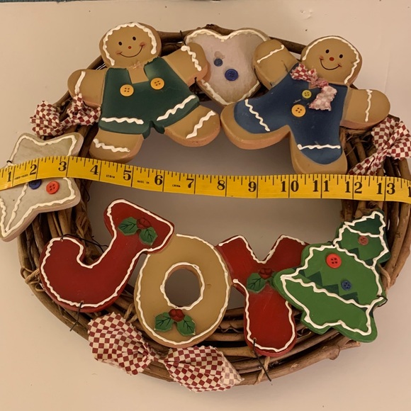 Semi-Handmade Gingerbread Christmas Wreath- with JOY Letters - Picture 3 of 5
